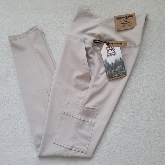 4 Pocket Cargo High Rise Legging Comfort Stretch & Compression Cream NEW - Picture 14 of 14